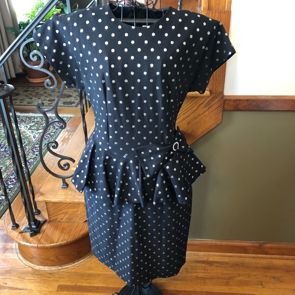 ifi Vintage 80s Peplum Polka Dot Dress